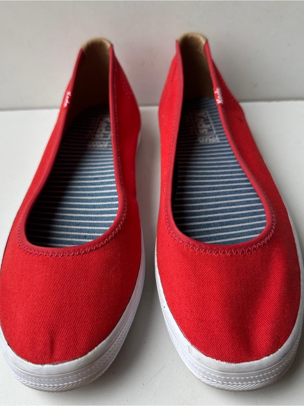 Keds Bryn Women’s Size 8.5 Red Canvas Ballet Flats Slip On Shoes WF61839 Striped